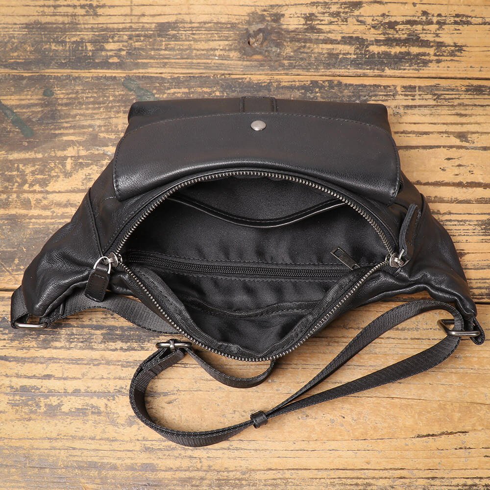 Men’s Top Grain Leather Shoulder Waist Bag – Babylon Leather - Babylon LeatherBabylon LeatherLJ069 - Black