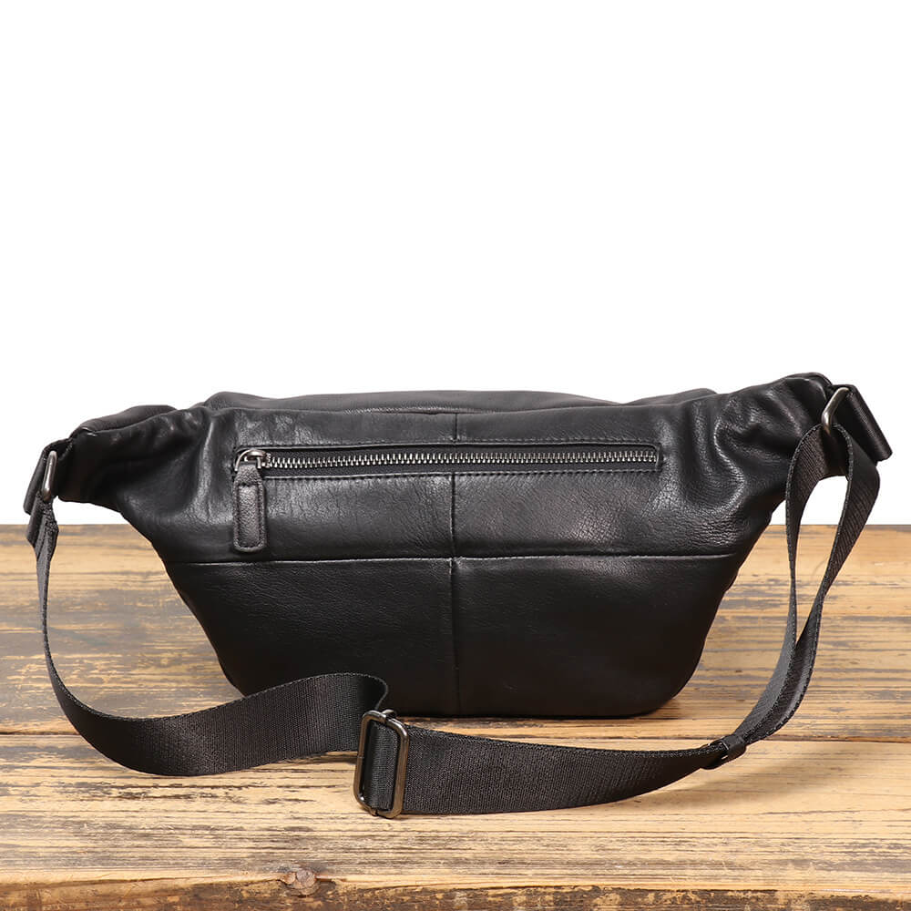 Men’s Top Grain Leather Shoulder Waist Bag – Babylon Leather - Babylon LeatherBabylon LeatherLJ069 - Black