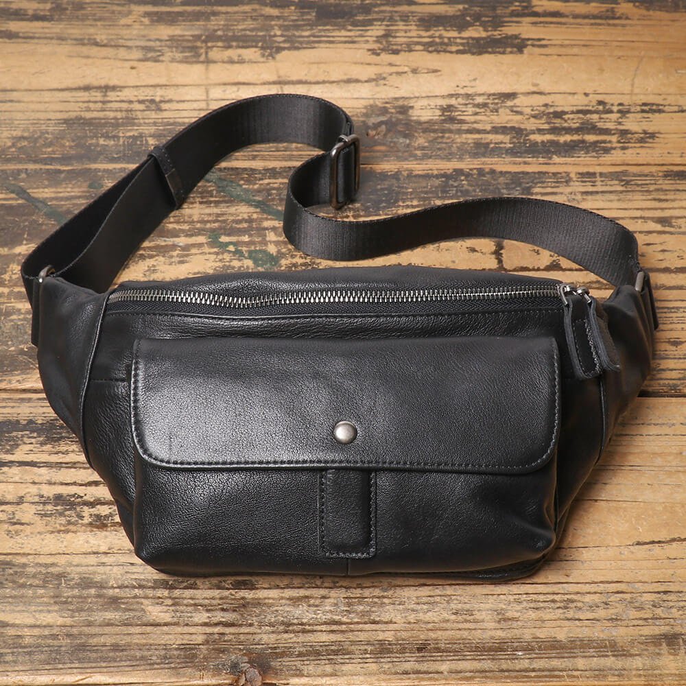 Men’s Top Grain Leather Shoulder Waist Bag – Babylon Leather - Babylon LeatherBabylon LeatherLJ069 - Black