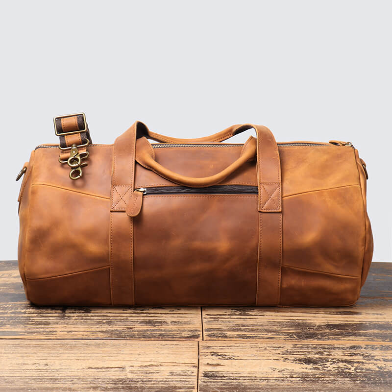 Men’s Top Grain Leather Travel Duffel Bag – Babylon Leather - Babylon LeatherBabylon LeatherLJ041 - Brown