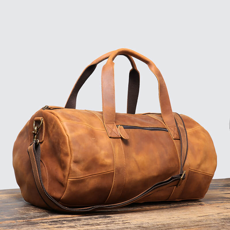 Men’s Top Grain Leather Travel Duffel Bag – Babylon Leather - Babylon LeatherBabylon LeatherLJ041 - Brown