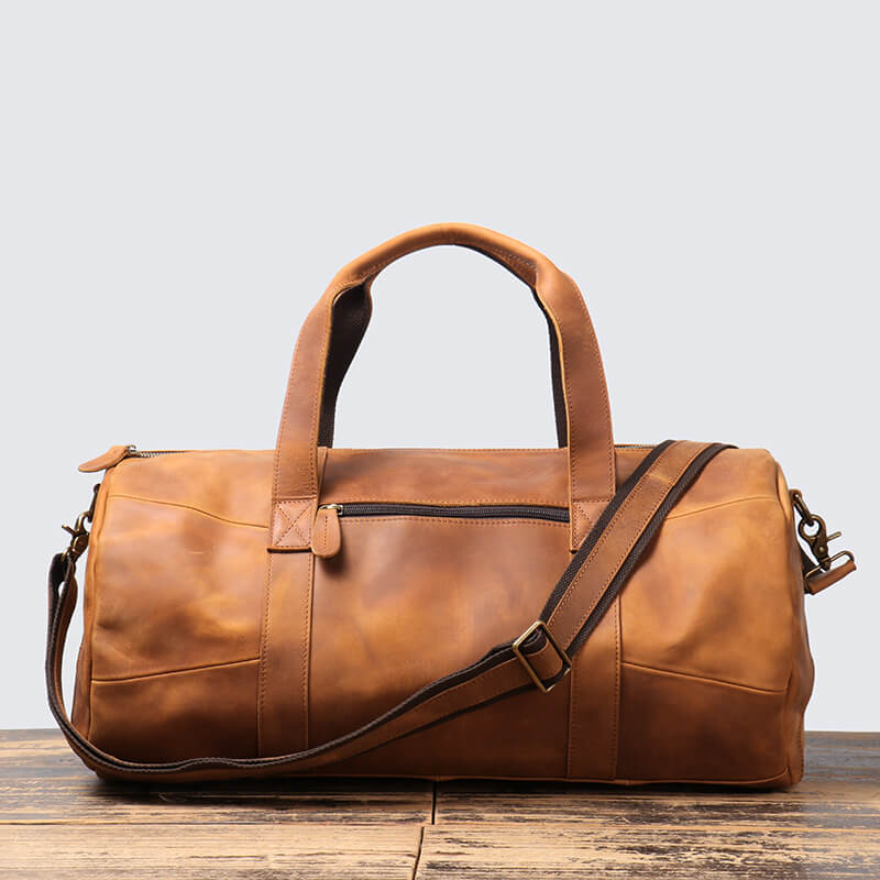 Men’s Top Grain Leather Travel Duffel Bag – Babylon Leather - Babylon LeatherBabylon LeatherLJ041 - Brown