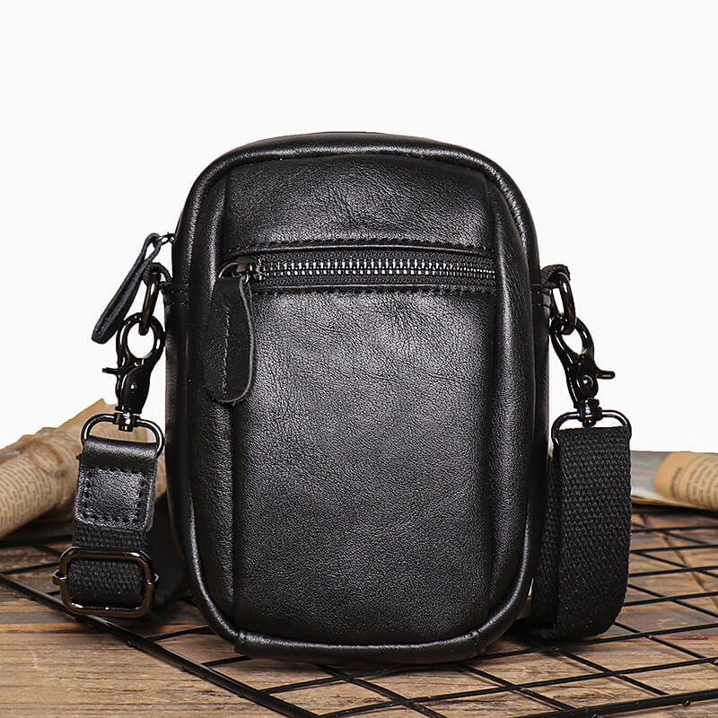 Men’s Vintage Leather Small Crossbody Bag – Babylon Leather - Babylon LeatherBabylon LeatherLJ040 - Black