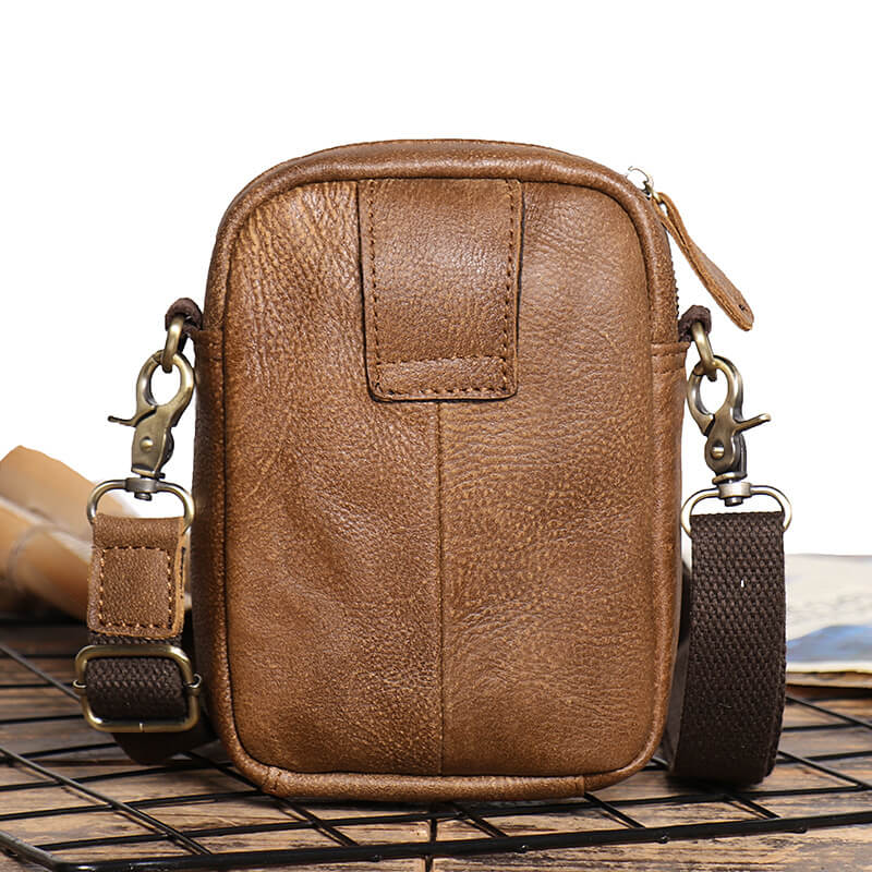 Men’s Vintage Leather Small Crossbody Bag – Babylon Leather - Babylon LeatherBabylon LeatherLJ040 - Brown