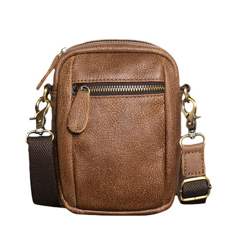 Men’s Vintage Leather Small Crossbody Bag – Babylon Leather - Babylon LeatherBabylon LeatherLJ040 - Coffee