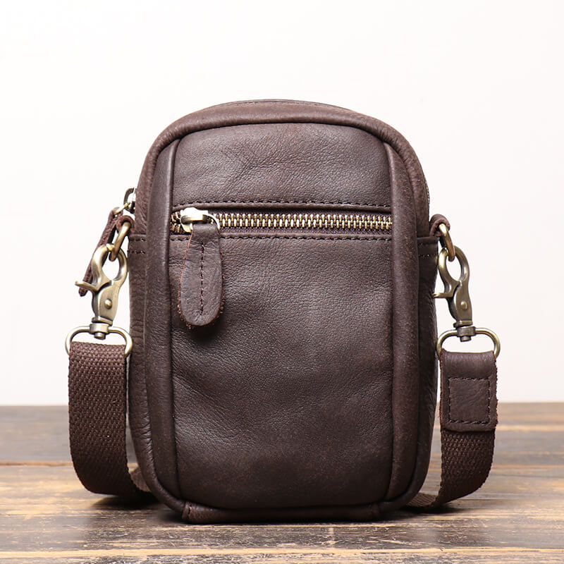 Men’s Vintage Leather Small Crossbody Bag – Babylon Leather - Babylon LeatherBabylon LeatherLJ040 - Coffee