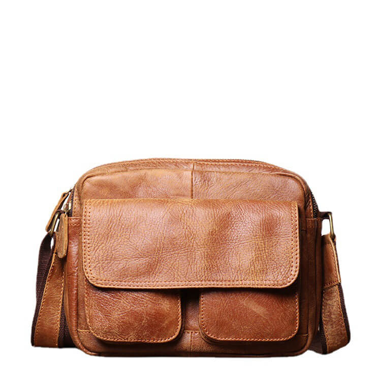 Men’s Vintage Top Grain Leather Crossbody Bag – Babylon Leather - Babylon LeatherBabylon LeatherLJ037 - Beige