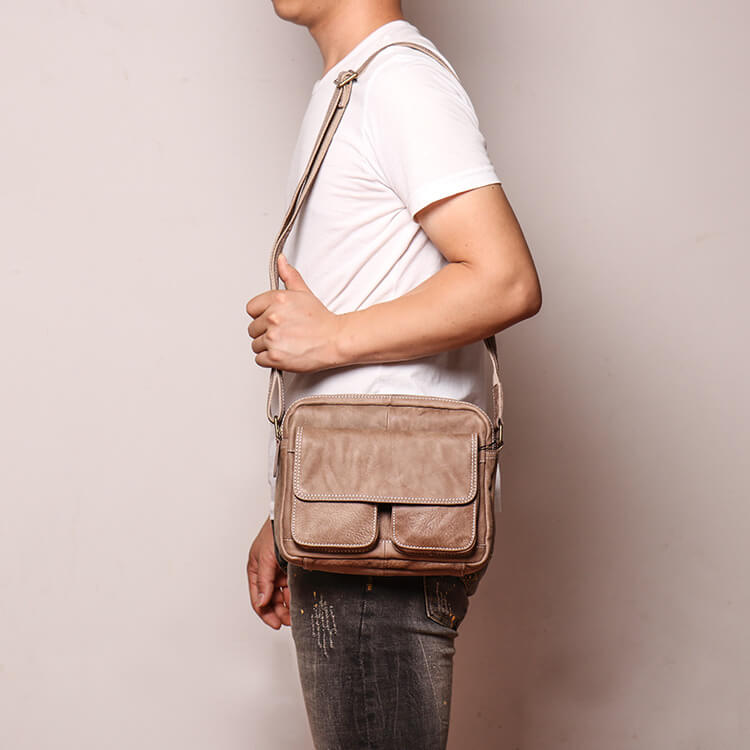 Men’s Vintage Top Grain Leather Crossbody Bag – Babylon Leather - Babylon LeatherBabylon LeatherLJ037 - Brown