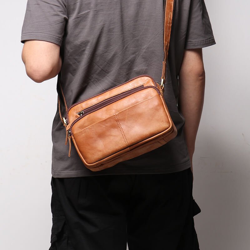 Men’s Vintage Top Grain Shoulder Bag – Babylon Leather - Babylon LeatherBabylon LeatherLJ074 - Brown