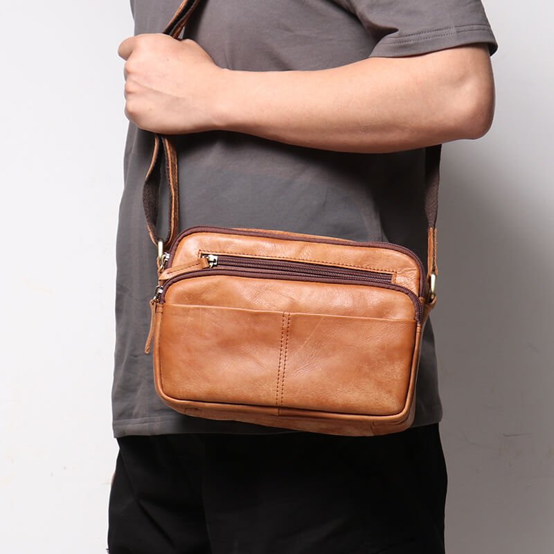 Men’s Vintage Top Grain Shoulder Bag – Babylon Leather - Babylon LeatherBabylon LeatherLJ074 - Brown