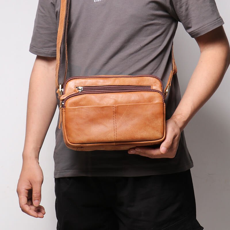 Men’s Vintage Top Grain Shoulder Bag – Babylon Leather - Babylon LeatherBabylon LeatherLJ074 - Brown