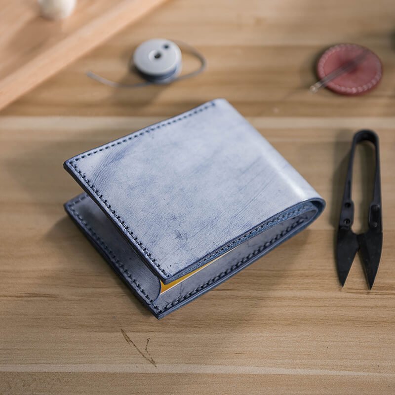 Mens wallet Full Grain Leather DIY Kit – Babylon Leather - Babylon LeatherBabylon LeatherLZ07 - Black - Fog Wax Leather
