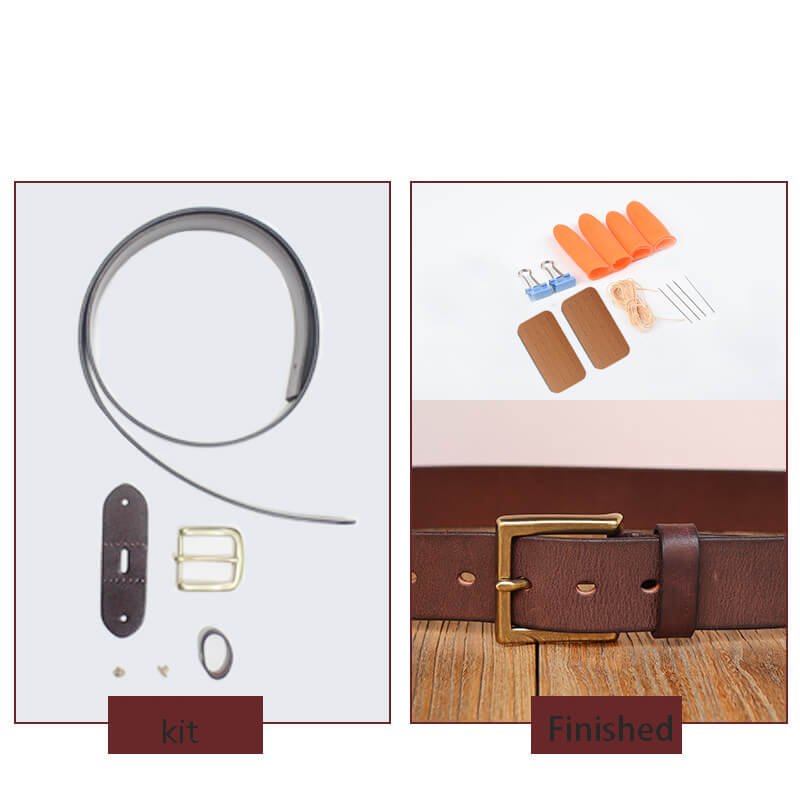 Men's Workwear Belt Veg Tanned Leather DIY Kit – Babylon Leather - Babylon LeatherBabylon LeatherCY31-Dark Coffee-Large Opening Buckle-41" 105 cm
