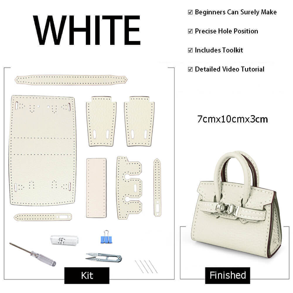 Mini Birkin Bag Charm DIY Kit – Babylon Leather - Babylon LeatherBabylon LeatherSY100-White-White