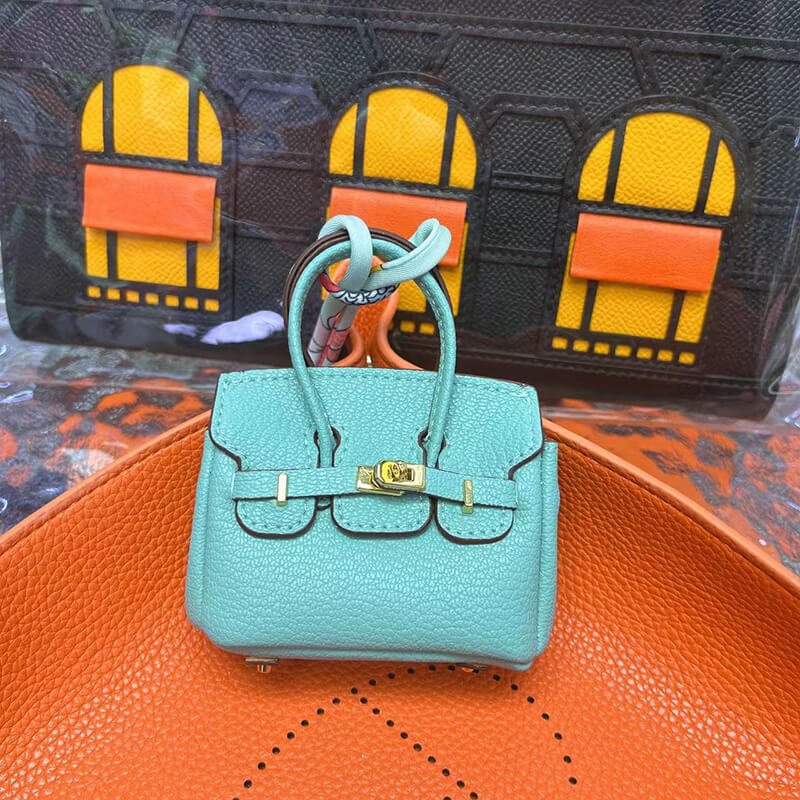 Mini Birkin-Style Earbud Case Bag Charm - Babylon LeatherBabylon LeatherCLJ05-Blue