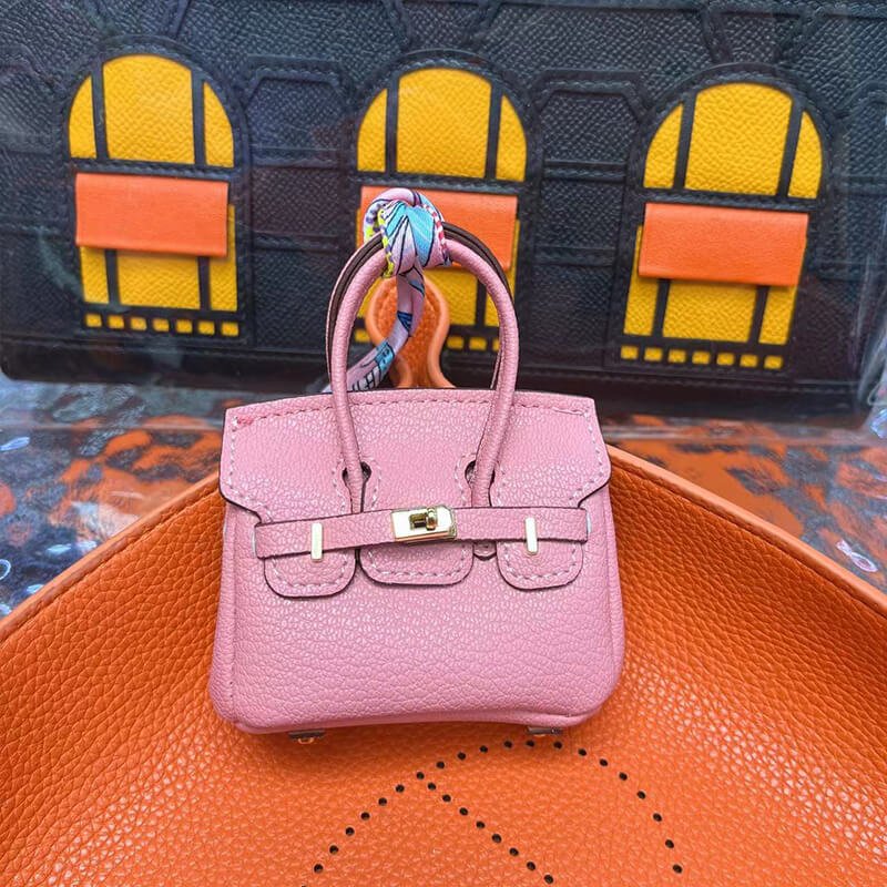 Mini Birkin-Style Earbud Case Bag Charm - Babylon LeatherBabylon LeatherCLJ05-Light Pink