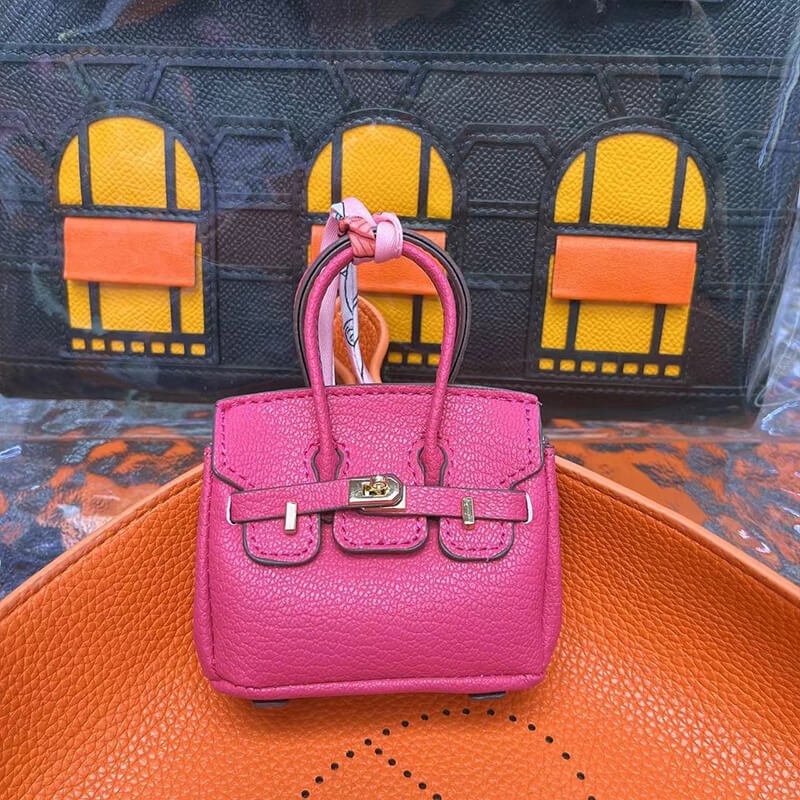 Mini Birkin-Style Earbud Case Bag Charm - Babylon LeatherBabylon LeatherCLJ05-Pink