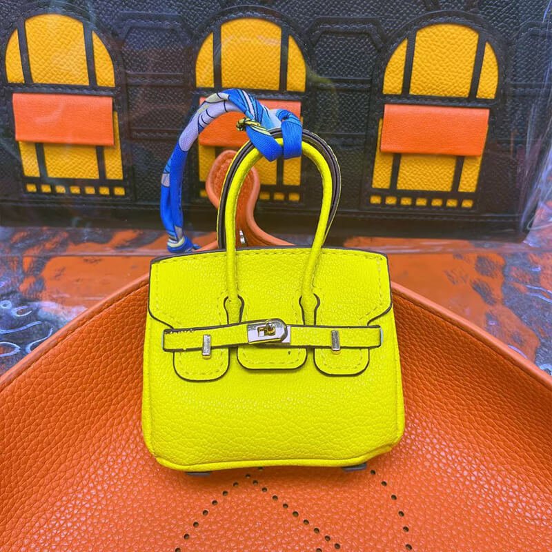 Mini Birkin-Style Earbud Case Bag Charm - Babylon LeatherBabylon LeatherCLJ05-Yellow
