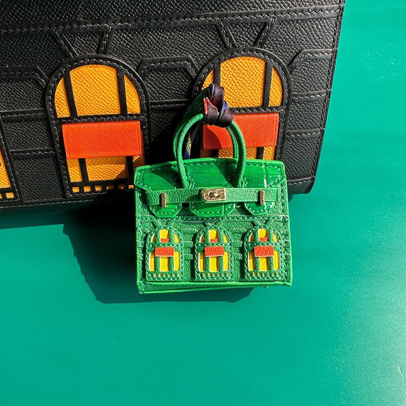 Mini Birkin-Style House Window Leather Bag Charm - Babylon LeatherBabylon LeatherCLJ02-Green