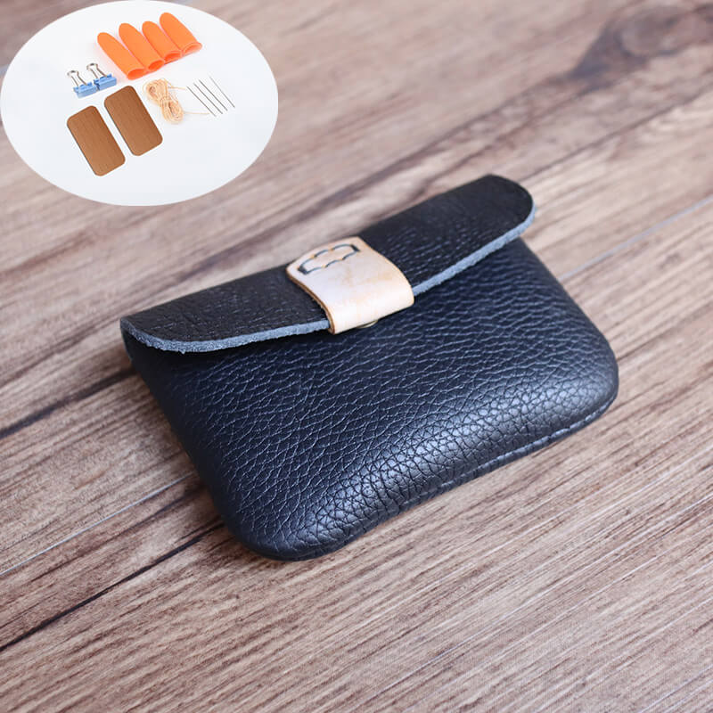 Mini Coin Card Organizer Top Grain Leather DIY Kit – Babylon Leather - Babylon LeatherBabylon LeatherCY24-Black