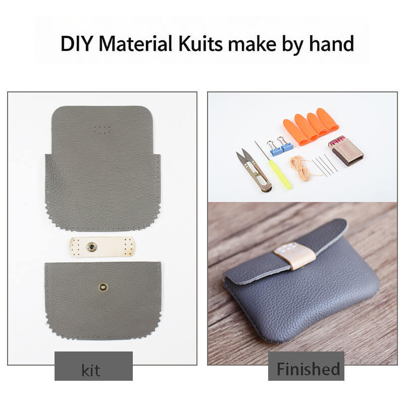 Mini Coin Card Organizer Top Grain Leather DIY Kit – Babylon Leather - Babylon LeatherBabylon LeatherCY24-Grey