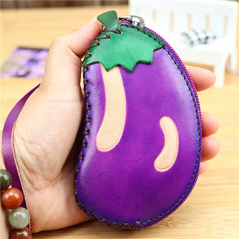Mini Eggplant-Shaped Leather Coin Purse – Babylon Leather - Babylon LeatherBabylon LeatherLLZ135-Purple