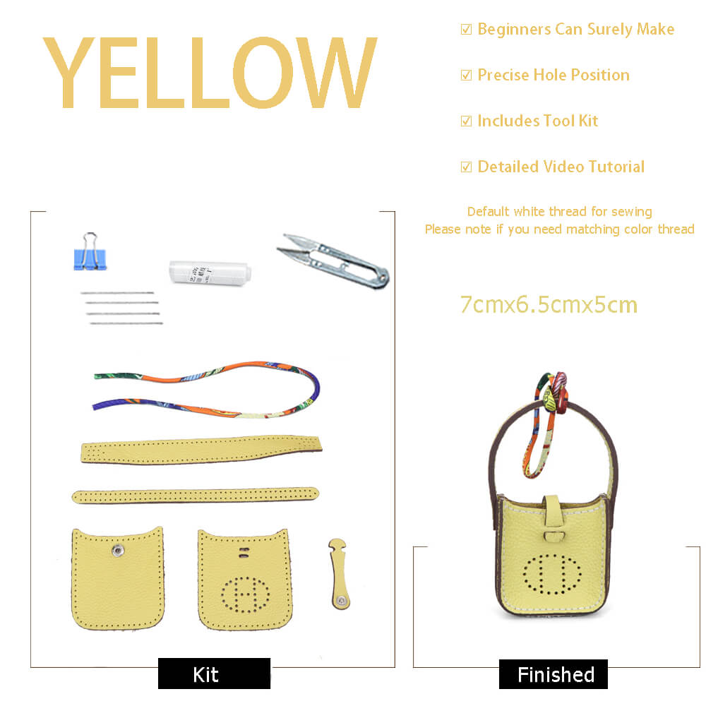 Mini Evelyne Bag Charm DIY Kit – Babylon Leather - Babylon LeatherBabylon LeatherSY113-Yellow-White