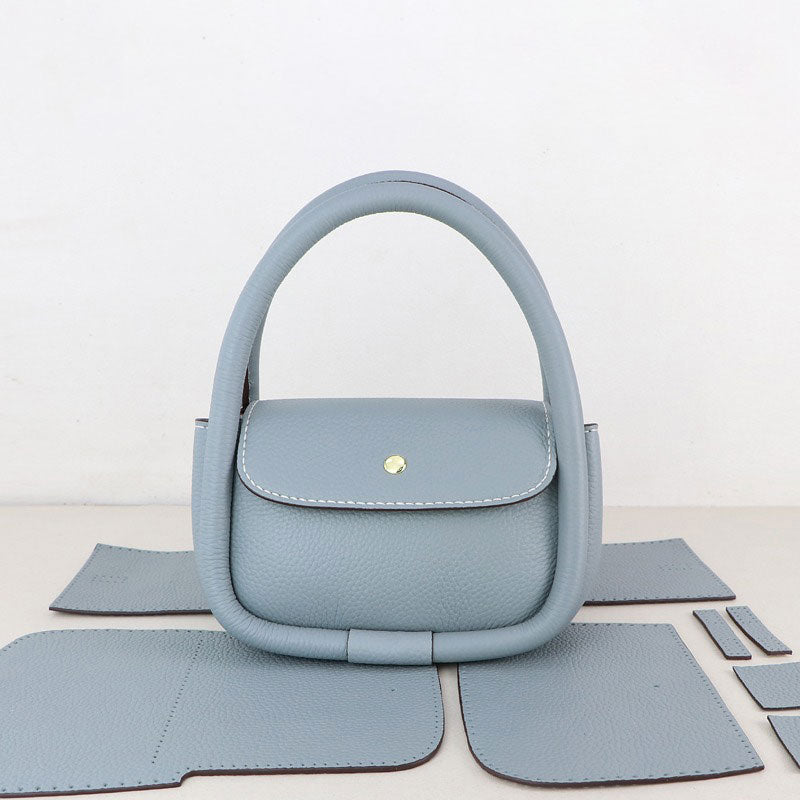 Mini Hobo Bag DIY Kit – Babylon Leather - Babylon LeatherBabylon LeatherSY11 - Matching Color - Lychee Pattern Leather - Haze Blue