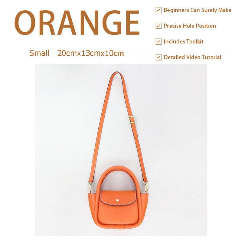Mini Hobo Bag DIY Kit – Babylon Leather - Babylon LeatherBabylon LeatherSY11 - Matching Color - Lychee Pattern Leather - Orange