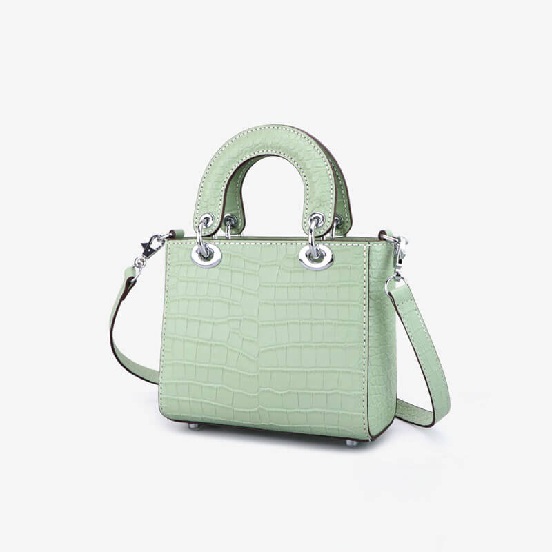 Mini Lady Crocodile Leather Bag DIY Kit – Babylon Leather - Babylon LeatherBabylon LeatherSY47 - Green - White