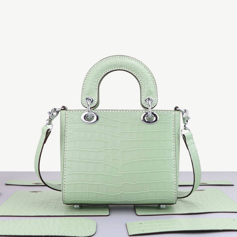 Mini Lady Crocodile Leather Bag DIY Kit – Babylon Leather - Babylon LeatherBabylon LeatherSY47 - Green - White