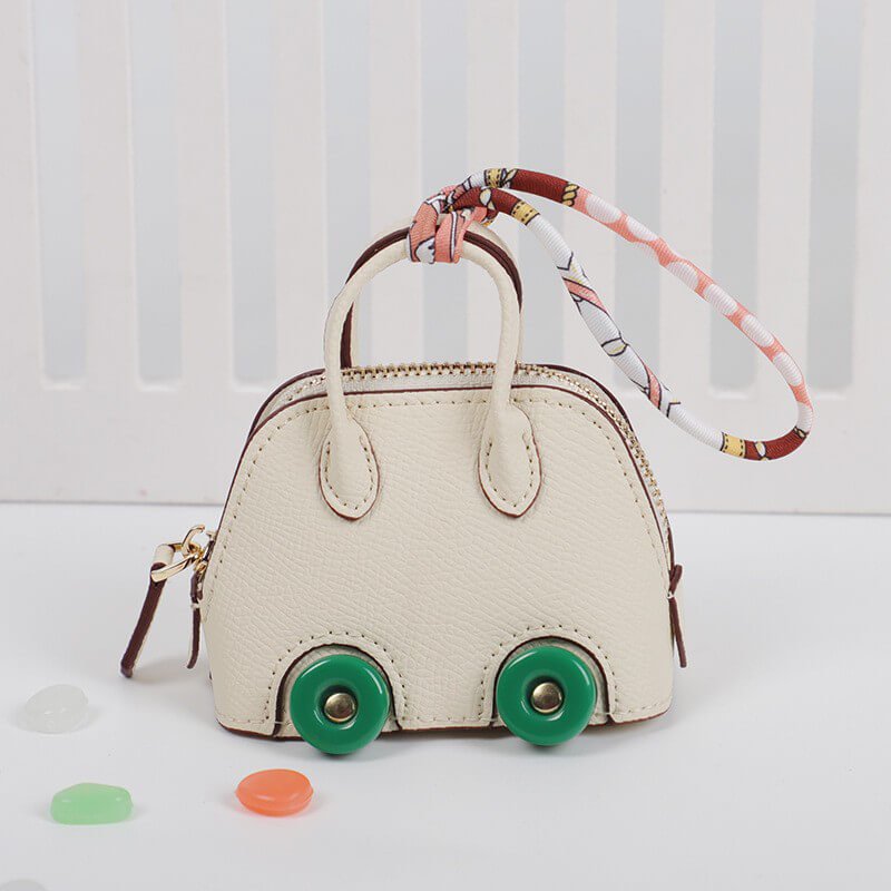 Mini Leather Wheel Bag Charm - Babylon LeatherBabylon LeatherCLJ01-White