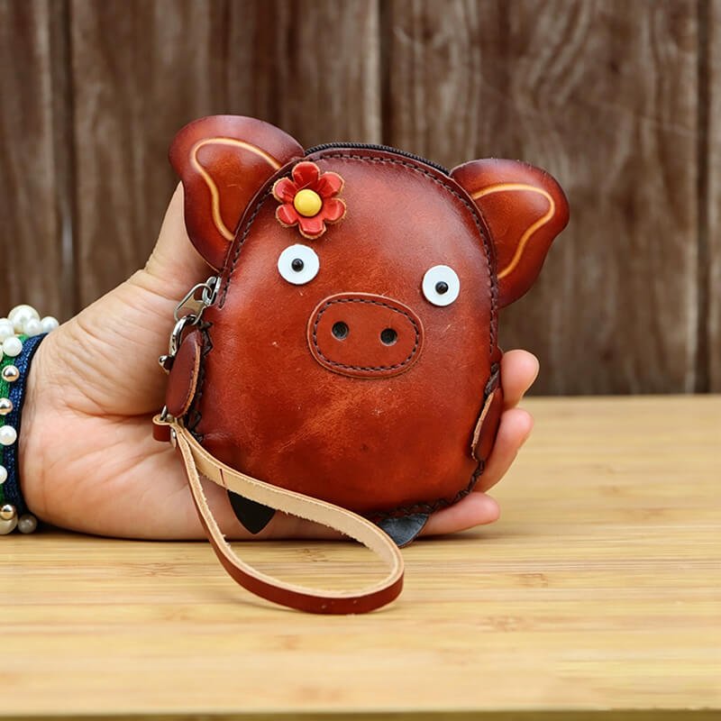 Mini Pig - Shaped Leather Coin Purse – Babylon Leather - Babylon LeatherBabylon LeatherLLZ27-Brown