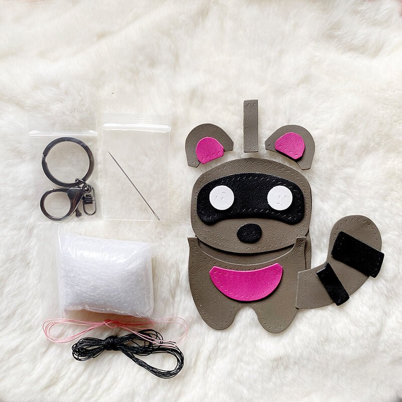 Mini Raccoon - Shaped Keychain DIY Kit – Babylon Leather - Babylon LeatherBabylon LeatherSG21-Grey