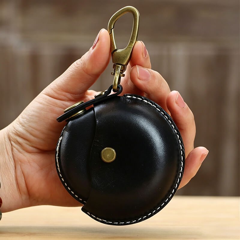 Mini Round Bag Vegetable - Tanned Cowhide Leather Charm – Babylon Leather - Babylon LeatherBabylon LeatherLLZ03-Black