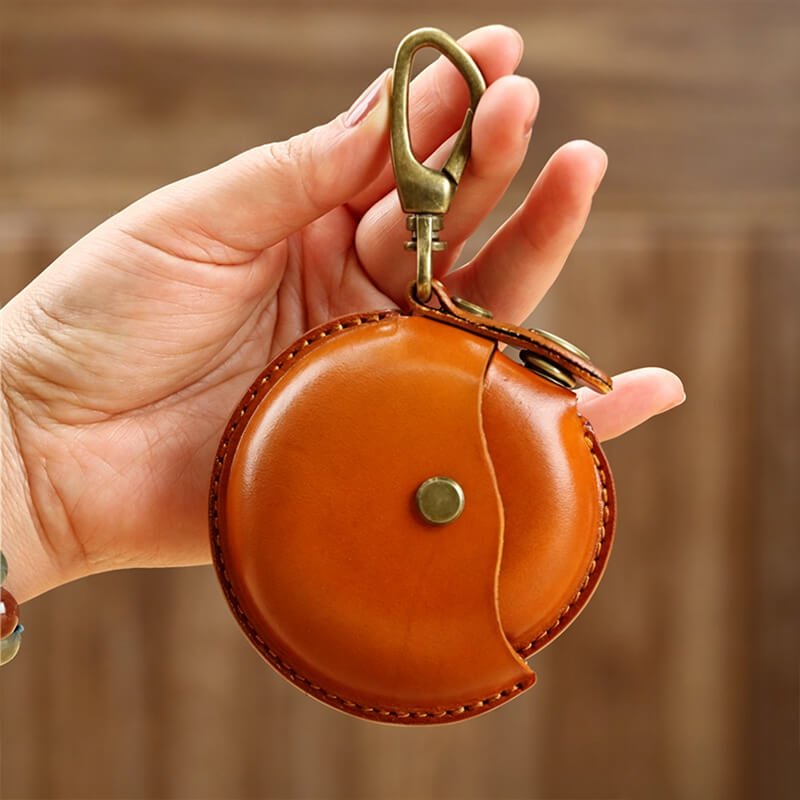 Mini Round Bag Vegetable - Tanned Cowhide Leather Charm – Babylon Leather - Babylon LeatherBabylon LeatherLLZ03-Brown