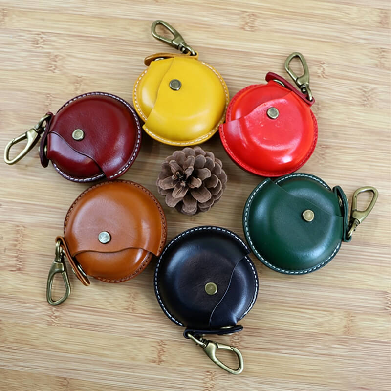 Mini Round Bag Vegetable - Tanned Cowhide Leather Charm – Babylon Leather - Babylon LeatherBabylon LeatherLLZ03-Brown