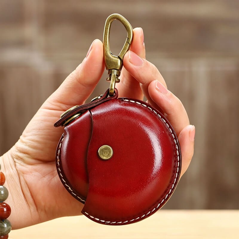 Mini Round Bag Vegetable - Tanned Cowhide Leather Charm – Babylon Leather - Babylon LeatherBabylon LeatherLLZ03-Wine Red