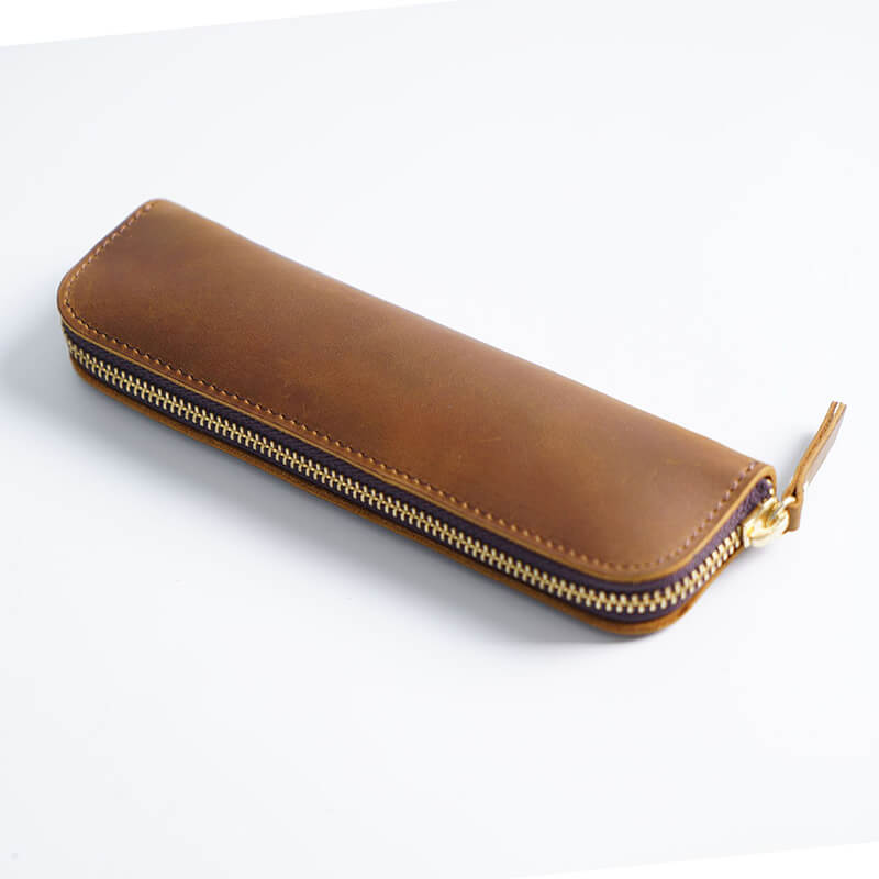 Mini Zip Leather Pen Case – Babylon Leather - Babylon LeatherBabylon LeatherAN31-Brown