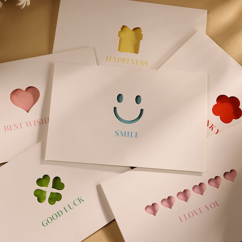 Minimal Elegant Foil Stamped Greeting Card - Babylon Leather - Babylon LeatherBabylon LeatherHK02-Smiley Face