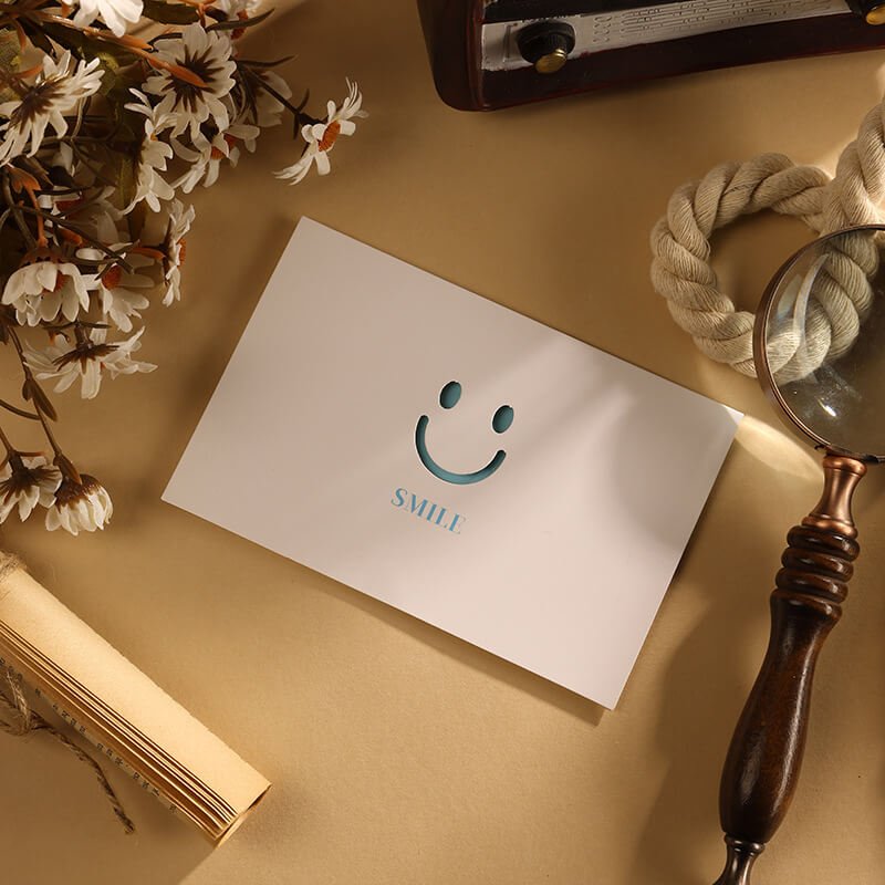 Minimal Elegant Foil Stamped Greeting Card - Babylon Leather - Babylon LeatherBabylon LeatherHK02-Smiley Face