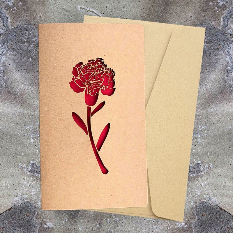 Minimal Romantic Kraft Paper Love Cut - Out Greeting Card - Babylon Leather - Babylon LeatherBabylon LeatherHK01-Carnation