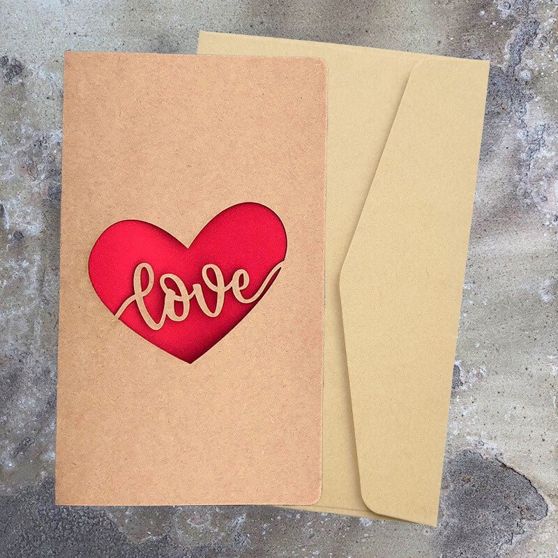 Minimal Romantic Kraft Paper Love Cut - Out Greeting Card - Babylon Leather - Babylon LeatherBabylon LeatherHK01-Heart