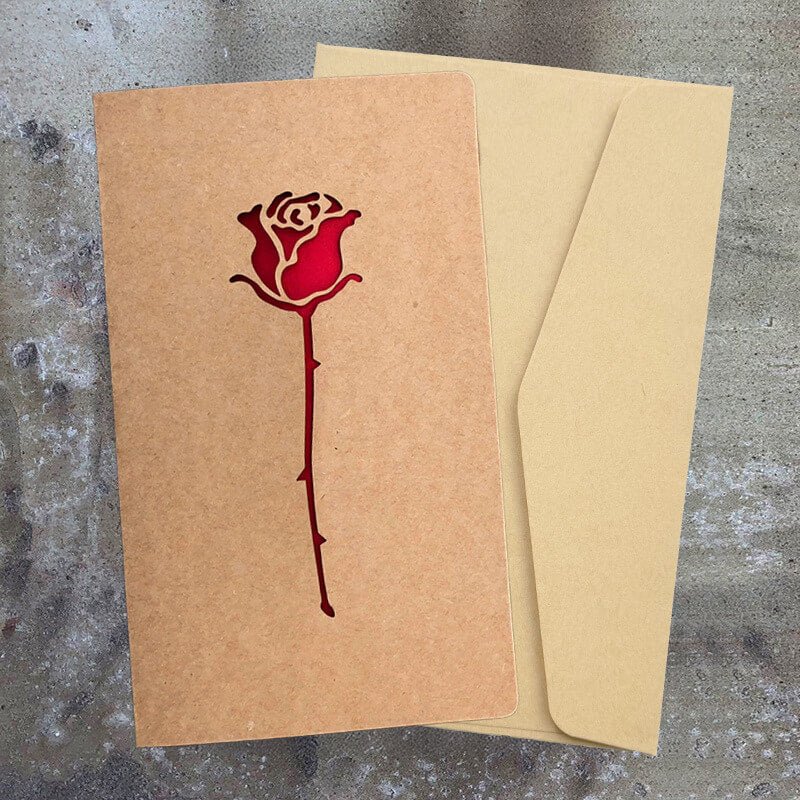 Minimal Romantic Kraft Paper Love Cut - Out Greeting Card - Babylon Leather - Babylon LeatherBabylon LeatherHK01-Rose