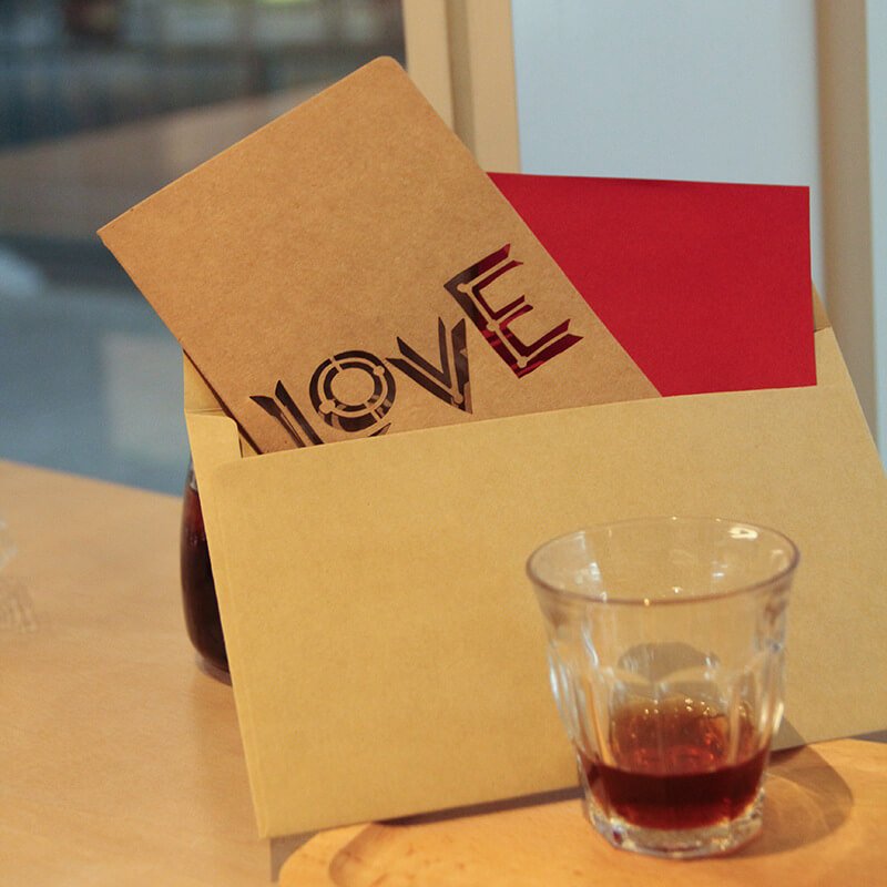 Minimal Romantic Kraft Paper Love Cut - Out Greeting Card - Babylon Leather - Babylon LeatherBabylon LeatherHK01-Rose