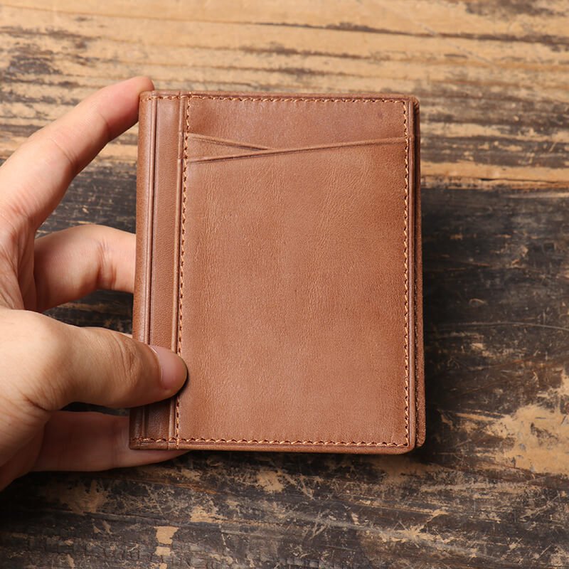 Minimalist Slim Top - Grain Leather Multi - Card Pocket Card Sleeve – Babylon Leather - Babylon LeatherBabylon LeatherLJ128-Brown
