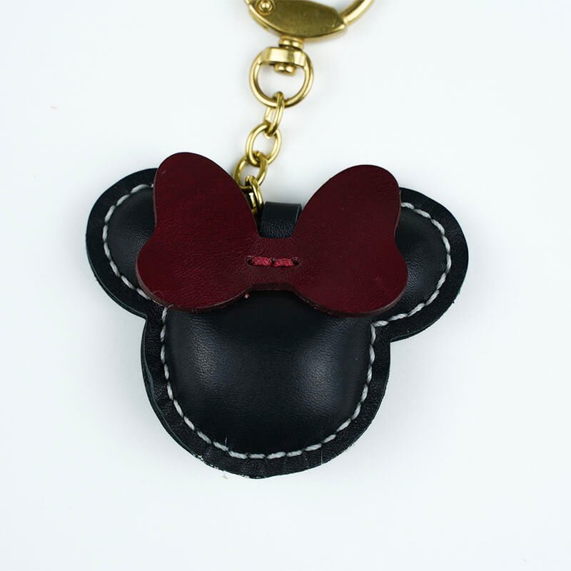 Minnie Mouse Shape Leather Charm Keychain – Babylon Leather - Babylon LeatherBabylon LeatherLL67-Black