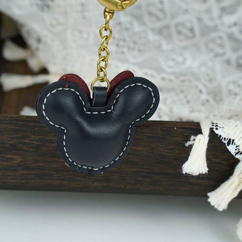 Minnie Mouse Shape Leather Charm Keychain – Babylon Leather - Babylon LeatherBabylon LeatherLL67-Black