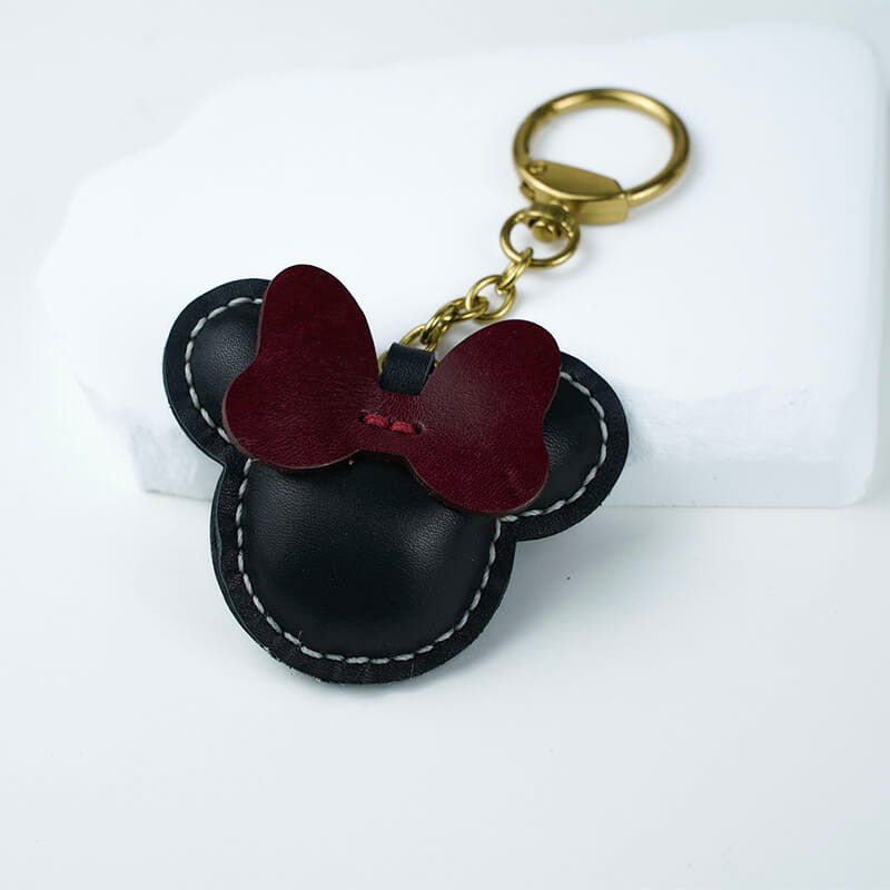Minnie Mouse Shape Leather Charm Keychain – Babylon Leather - Babylon LeatherBabylon LeatherLL67-Black