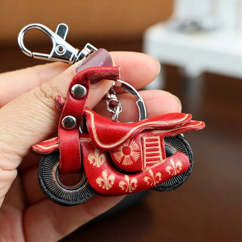 Motorcycle Leather Bag Charm – Babylon Leather - Babylon LeatherBabylon LeatherLLZ02-1-Red
